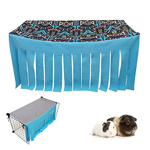 Guinea Pig Hideout Hideaway Corner Fleece Toys Cage Accessories (Blue Rectrangle)