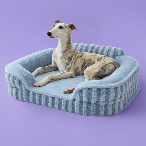 Cute Cozy High Back Orthopedic Dog Beds Medium Size Dog (28.0"l X 23.0"w X 6.5"th / Blue)