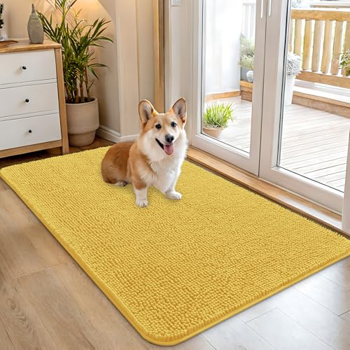 Dog Door Mat for Muddy Paws 45x27 (Yellow / 45" X 27")