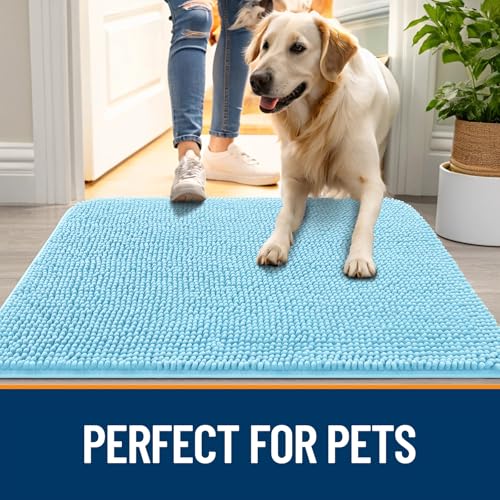 Dog Door Mat for Muddy Paws 48x30 (Blue / 48" X 30")