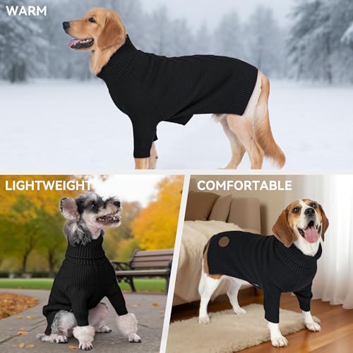 Dog Sweater Long Sleeve Warm Knit Sweaters for Small Dogs Boy Girl (Black / Large)