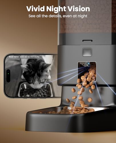 Automatic Cat Feeder with Camera for 2 Cats Pets