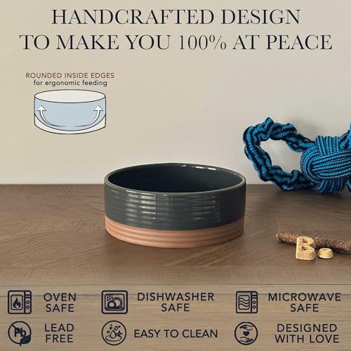 Ceramic Pet Bowl Size Medium (Medium / Charcoal)