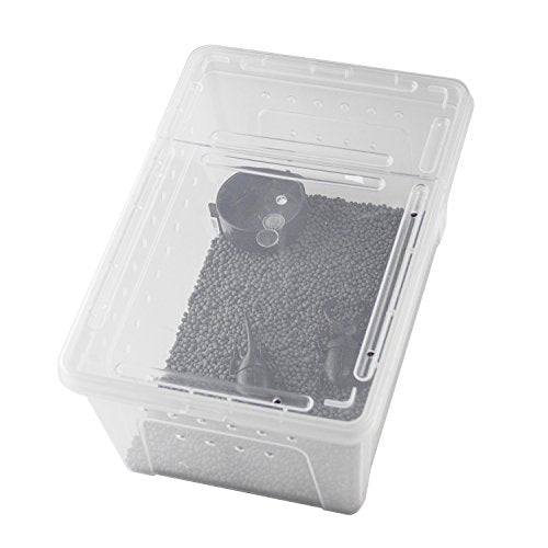 Portable Reptile Terrarium Habitat for Mini Pet Houses Breathable Holes Stackable Container (1PCS-Clear-M)