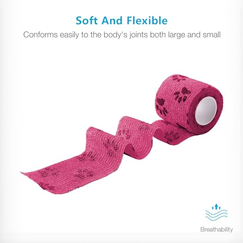 Pet Wrap Self (2 Inch (Pack of 6) / Pawprints B, 2 of Each Color)
