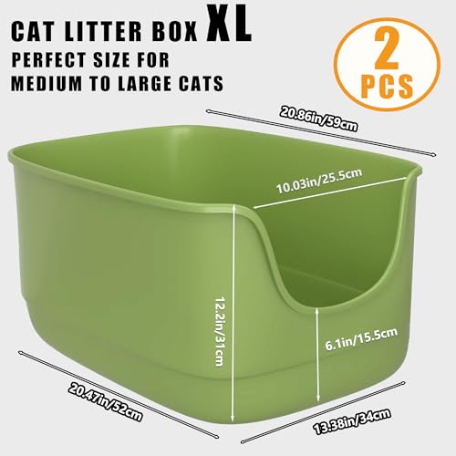 Jumbo Cat Litter Box with High Sides (Grey-Green)