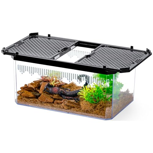 9.3" Clear Magnetic Door Reptile Terrarium for Gecko & Frog Black (9.3x6.2x4.6 Inch / Black)