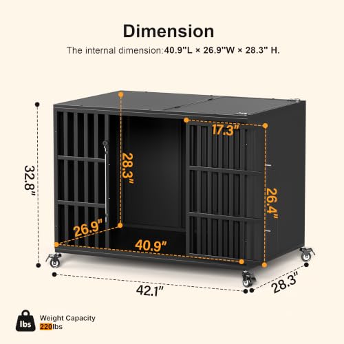 42" Heavy Duty Dog Crate for Large and Medium Dogs (42.1"L x 28.3"W x 32.8"H)