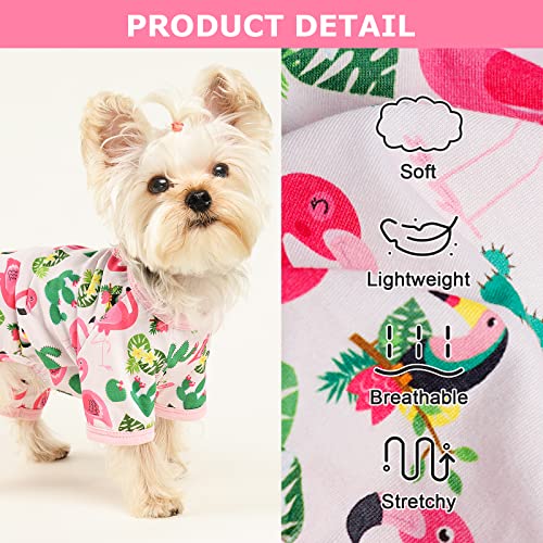 Dog Pajamas Pjs Spring Summer Dog Clothes for Small Dogs Girl (Tropical Flamingo / Medium(6-9lb ))