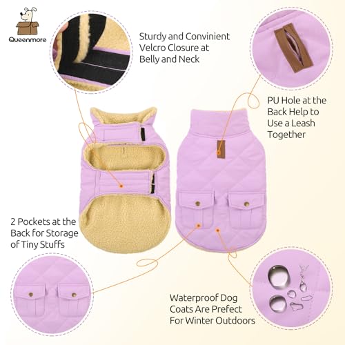 Warm Dog Coat Winter Thick Quilted Cold Weather Small Puffer Vest (Small / Lilac)