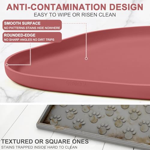 Waterproof Silicone Pet Food Mat with Raised Edge for Dog & Cat (Erythrinus / 19"L x 12"W)