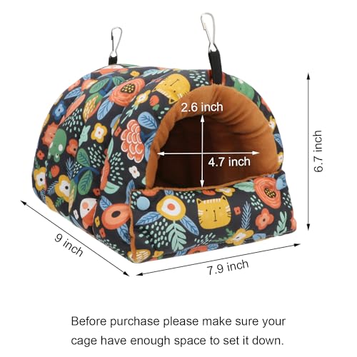 Bird Nest House Winter Warm Snuggle Hut Bird Bed Hanging Hammock for Parrots Budgies Parakeets Caique Senegal Cockatiels Conures (Large / Black)