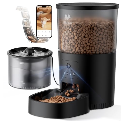 Automatic Cat Feeder with Camera and Water Fountain (Black)