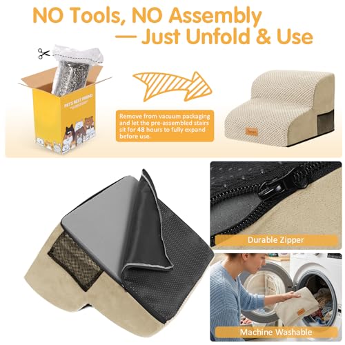 High Density Foam Pet Steps 2 Tiers (Beige / 15.7*15.7*11.8)