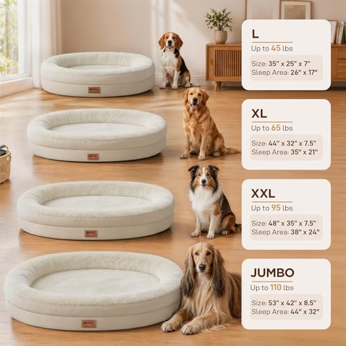 Waterproof Orthopedic Dog Bed for Extra Large Dogs (Light Beige / 48"L x 35"W x 7.5"Th)