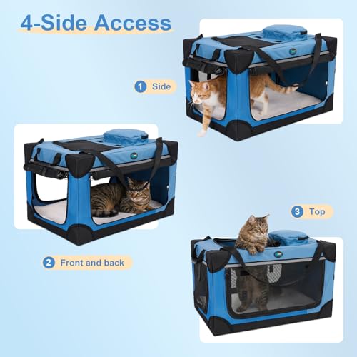 Collapsible Travel Dog Crate for Cat Doggie (Blue)