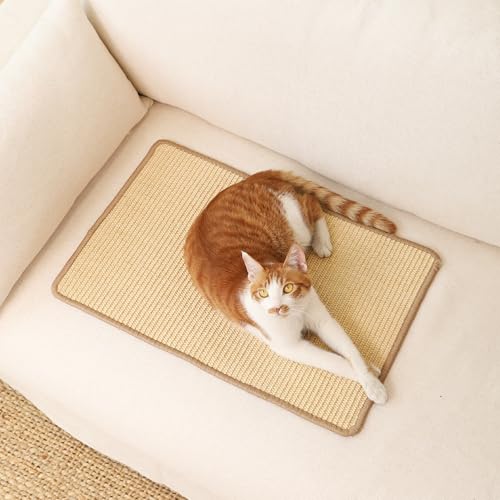 2 Packs Cat Scratching Mat (Beige-2 Packs-23.6 x 15.7 Inch)