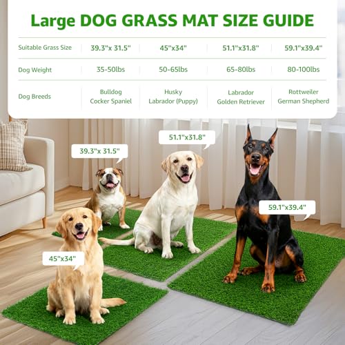 Artificial Grass Pee Pads for Dogs Puppy Potty Training to Pee and Poop (59.1"x39.4")