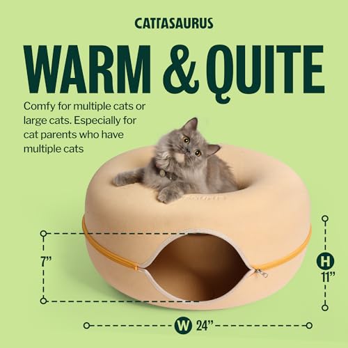 Peekaboo Cat Cave Donut for Multiple & Large Cats up to 30 (Pastel Macaron / Large)