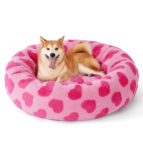 Shown on TV Jacquard Donut Dog Beds Large (36.0"L x 36.0"W x 8.0"Th / Lover Hearts)