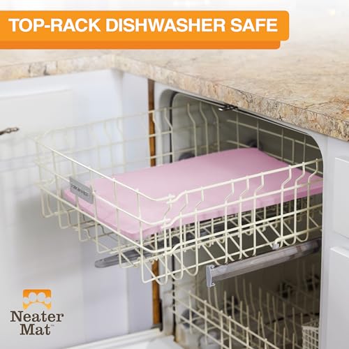Neater Mat Pet Mats for Food and Water (32"L x 24"W / Light Pink)