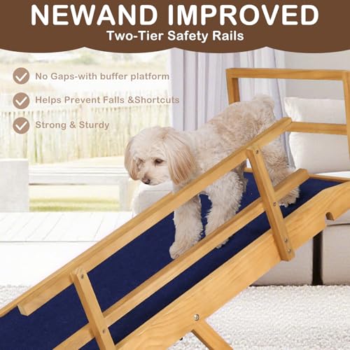 Dog Ramp for Bed (Wood & Dark Grey / 45.2 inch long)
