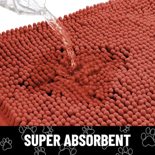 Dog Door Mat for Muddy Paws (48"X30" / Maple Red and Black)