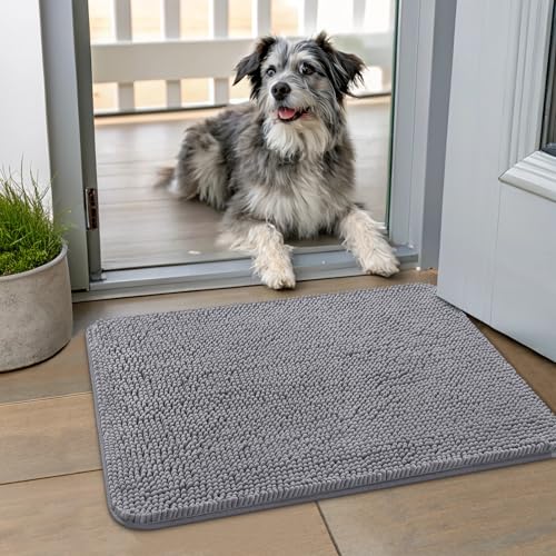 Dog Door Mat for Muddy Paws 24x16 (Grey / 24"X16")