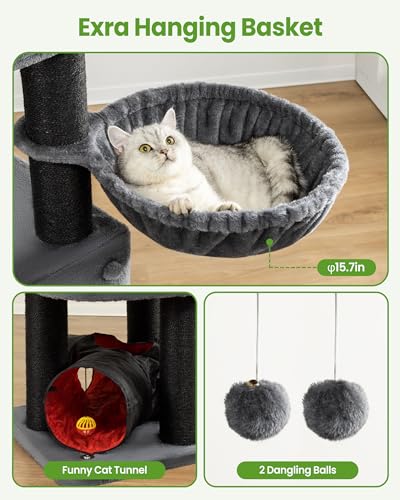 Heavy Duty Large Cat Tree Tower (Dark Grey1 / 60 inch)
