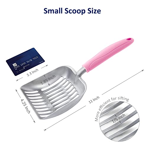 Cat Litter Scoop (Small / FLAT Aluminum \ #10 Pink Handle)