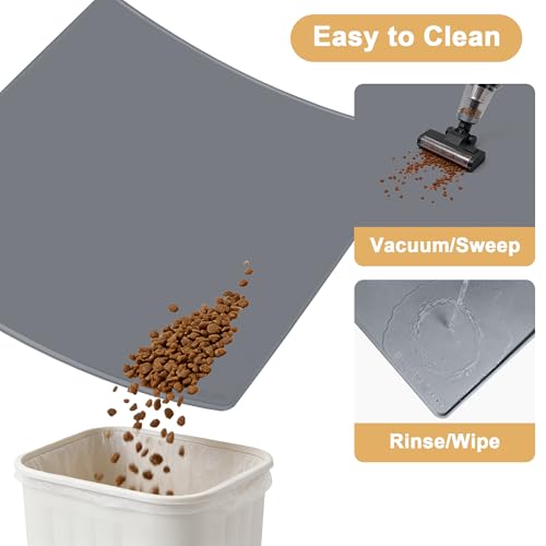 Extra Extra Large Silicone Dog Food Mat 39.4×43.3in and 128oz Silicone Bag Set (39.4"L x 43.3"W / Cool Grey Mat & Teal Bag)