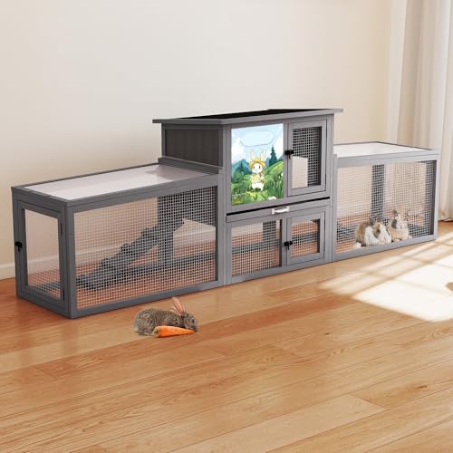 Outdoor Deluxe Rabbit Hutch Health Bundle (Gray White)