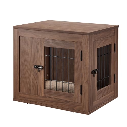 25.5 Inch Furniture Style Dog Crate for Small Dogs (25.5"L x 18.5"W x 21.0"H / Walnut)