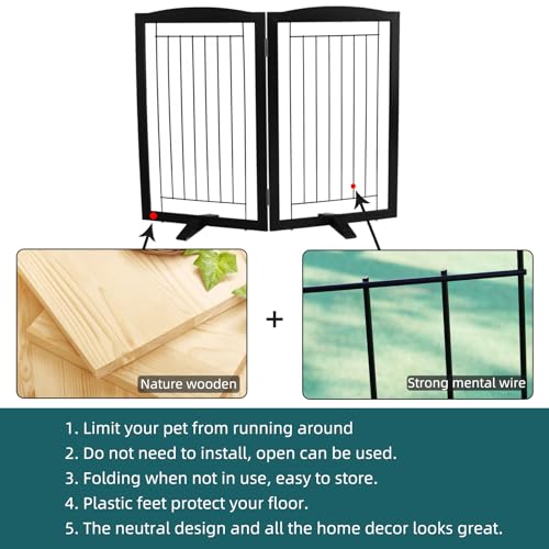 Freestanding Dog Fence Indoor (Black / 【2 Panels】40''w x 32''h)