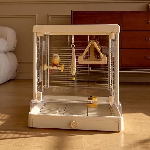 Natural Wooden Bird Swing (Yellow / 7.08"L x 0.48"W x 7.08"H)