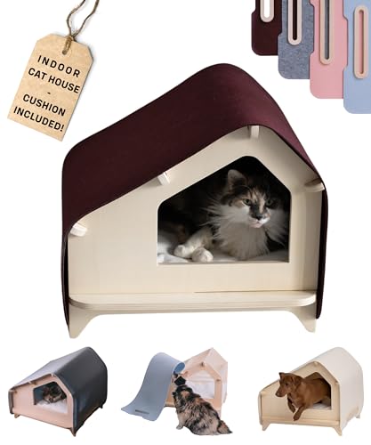 Luxe Cabin Premium Pet Bed for Cats & Small Dogs (Maroon / XL)