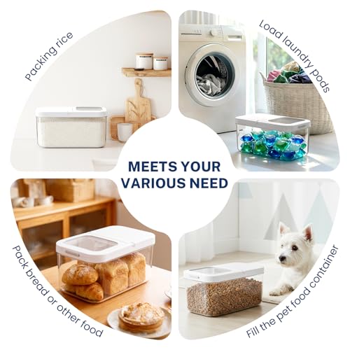 6 Lbs Airtight Dog Cat Food Storage Container and Dog Treat Containers BPA (Milky White 6L-A)
