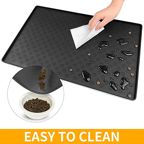 2 Pack Pet Placemat for Dog and Cat (24.5"L x 16.5"W - 2 Pack / Black)