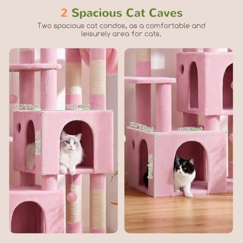 Heavy Duty Cat Trees for Big Cats Maine Coon (Pink / 61inch)