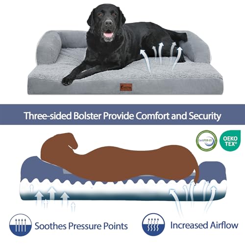 Orthopedic Washable Dog Bed for Extra Large Dogs (Grey / 45.0"L x 35.0"W x 8.0"Th)