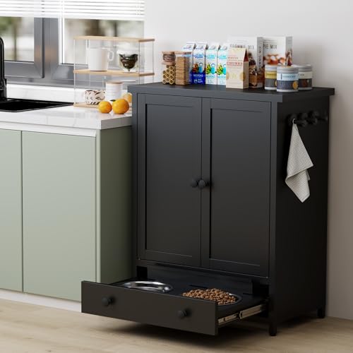 Dog Feeding Station with Storage (Black)