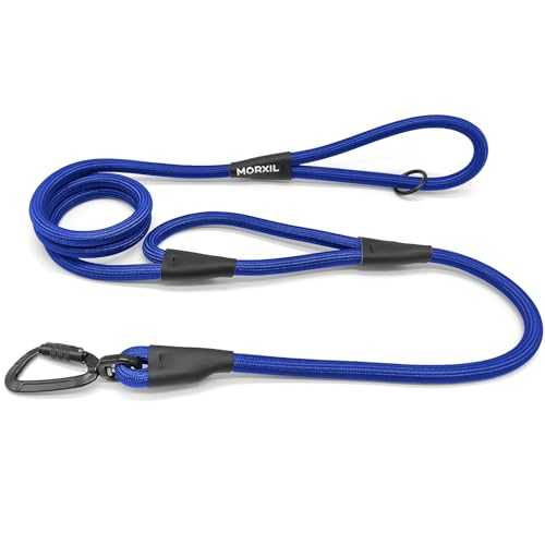 Rope Dog Leash with Two Handles (Blue / 6FT*0.51" Two Handle)