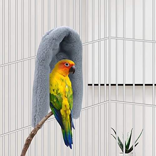 Cozy Bird Blanket Parrot Cage Snuggle Hut Warm Bird Nest House Bed Hanging Hammock for Parakeet Cockatiel Conure African Grey (Medium / Grey)