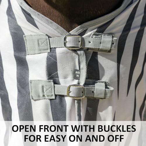 Soft Interlock Mesh II Zebra Horse Fly Sheets (Horse Size 76 / Attached Neck Euro Bellyband / Zebra)