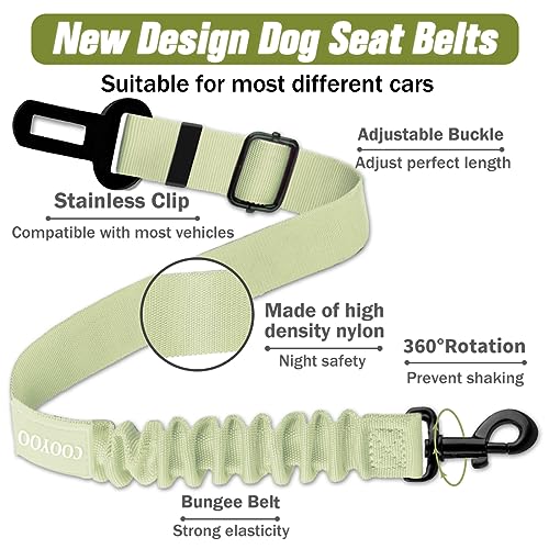 Dog Seat Belt (Set 11-Black+Light Green)