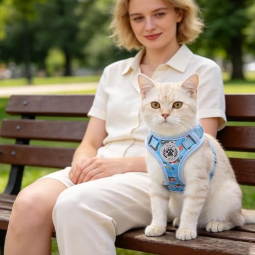 Cat Harness and Leash Set (Shark Blue / S (Chest: 11 - 16"))