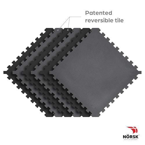 Reversible 1 2" EVA Foam Gym Floor Tiles (24 Tiles - 96 Sq. Ft. / Gray/Black)
