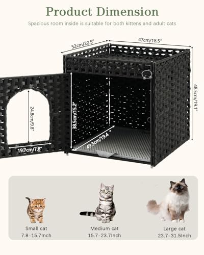 Cat Litter Box Enclosure Furniture (Black / Standard)