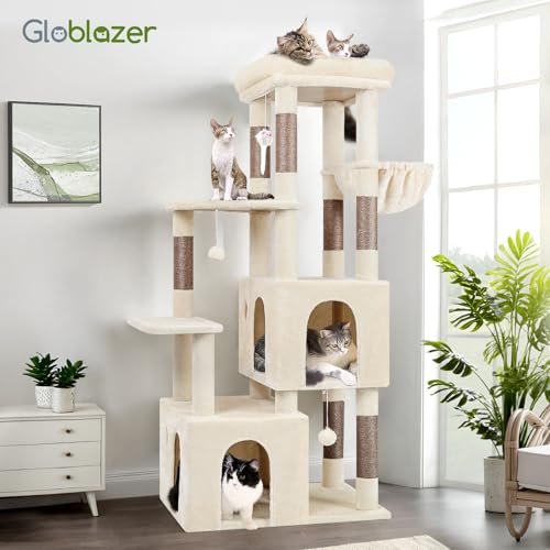 Heavy Duty Cat Trees for Big Cats Maine Coon (Beige / 61inch)