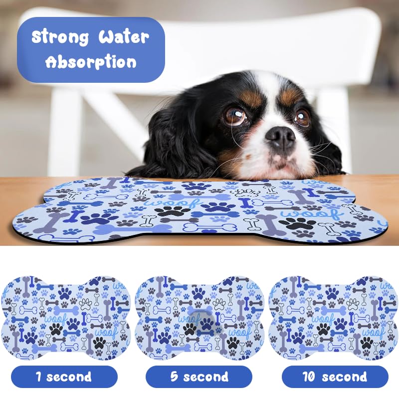 Dog Food Mats for Floors Waterproof (Blue / 25.5"L x 17"W)